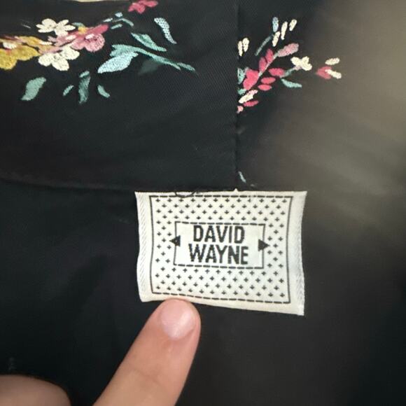 David Wayne Women's Vintage Black Floral Blazer Blouse Single Button Medium - Picture 5 of 6